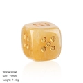 15mm handcrafted yellow crystal stone dice with polished finish and gold engraved dots - Yellow Jade