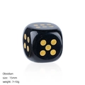 15mm natural obsidian gemstone dice with golden dots and a smooth matte finish - Obsidian