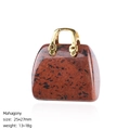 Colgante mini bolso obsidiana caoba con asa dorada 25x27mm de piedra natural - Obsidiana Caoba