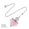 Rose quartz pendulum pendant with tree of life charm and hexagonal crystal point - Rose Quartz