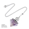 Orgone style amethyst crystal pendulum with tree of life charm and silver chain link - Amethyst