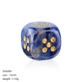 Blue Sodalite gemstone dice 15mm size with gold engraved dots and natural stone texture - Blue Sodalite