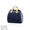 Colgante de bolso en piedra arena azul con mango de metal dorado y efecto estrella - Piedra Arena Azul (Sintética)