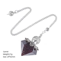 Garnet crystal pendulum necklace with silver tree of life tree charm and metal chain - Garnet