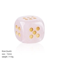 15mm natural rose quartz gemstone dice with golden dots and mirror reflection - Rose Quartz