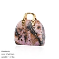 Mini colgante de bolso en rodonita con piedra rosa natural y asa dorada - Rodonita