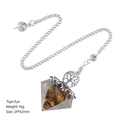 Tiger Eye stone energy pendulum featuring silver Tree of Life charm and resin cone - Tiger's Eye