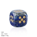 Lapis lazuli natural stone 15mm six-sided dice with golden pips for board games - Lapis Lazuli