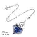 Lapis Lazuli crystal pendulum with Tree of Life charm and resin stone pendant - Lapis Lazuli