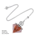 Red agate cone crystal pendulum with silver tree of life metal wrap and link chain - Red Agate