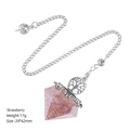 Pink strawberry crystal pendulum with silver tree of life charm and metal chain - Strawberry Quartz