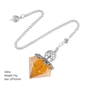 Polished Citrine crystal pendulum necklace with silver Tree of Life charm and fine chain - Citrine