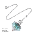 Resin crystal pendulum with synthetic turquoise chips and silver tree of life chain - Blue Turquoise