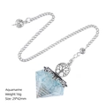 Aquamarine resin dowsing pendulum with copper coil, Tree of Life and silver chain - Aquamarine