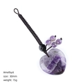 Ciondolo cuore in ametista naturale 30mm con cordino intrecciato nero e perline viola - Ametista