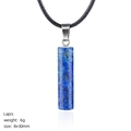 Pendentif cylindrique en lapis-lazuli avec cordon noir et fermoir argenté élégant - Collier Lapiz Lazuli