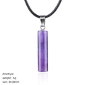 Pendentif prisme hexagonal en améthyste naturelle 30mm avec cordon de collier noir - Collier Améthyste