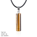 Collier pendentif cylindre en pierre oeil de tigre naturel 30mm avec cordon noir - Collier Oeil de Tigre