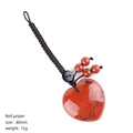 Porte-clés cœur en jaspe rouge 30mm avec corde tressée brune et pierre polie - Jaspe Rouge