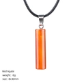 Collier avec pendentif cylindrique en agate rouge de 30mm et cordon noir naturel - Collier Agate Rouge