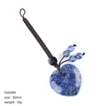 Porte-clés cœur en sodalite naturelle avec cordon tressé marron et perles bleues - Sodalite bleue