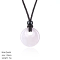 Natural Rose Quartz 20mm donut pendant necklace with brown braided cord for women - Rose Quartz Donut Necklace