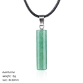 30mm green aventurine crystal cylinder pendant necklace with black cord 6g - Green Aventurine Necklace