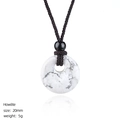 20mm natural white howlite stone donut pendant on brown braided cord necklace - Howlite Donut Necklace