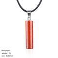 Cylindrical red jasper stone necklace pendant with natural dark marble patterns - Red Jasper Necklace