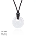 Clear Quartz 20mm round donut pendant necklace with black cord, 5g natural crystal - Clear Quartz Donut Necklace