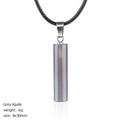 Minimalist grey agate cylinder pendant necklace with black cord, 8x30mm 6g weight - Grey Agate Necklace