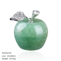 Green Aventurine crystal apple ornament with silver rhinestone leaf 25x30mm size - Aventurine Apple
