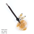 Porte-clés cœur en cristal naturel jaune de 30mm avec cordelette noire tressée à la main - Jade Jaune