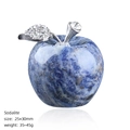 30mm natural sodalite crystal apple figurine with silver leaf and rhinestone details - Sodalite Apple