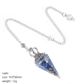 Lapis Lazuli crystal resin pendulum with crown charm and adjustable silver chain - Lapis Lazuli
