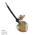 Porte-clés cœur en cristal Unakite fait main avec cordon tissé et perles, 30mm gemme - Unakite