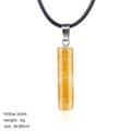 Minimalist yellow crystal cylindrical stone pendant necklace with silver clasp and black cord - Yellow Stone Necklace