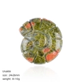 Polierter Unakit Stein in Schneckenform, grün-orangefarbenes 24x26mm Mineral-Dekor - Unakit Geschnitzte Meerschnecke