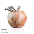 Handcrafted Crazy Agate apple sculpture with silver leaf stem and crystal inlay detail - Crazy Agate Apple