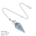 Aquamarine crystal pendulum pendant with silver crown base for meditation yoga practice - Aquamarine
