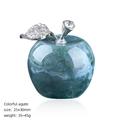 Handcrafted blue and green natural colorful agate apple ornament with silver leaf - Indian Agate Apple