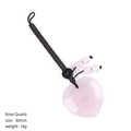 Porte-clés cœur en quartz rose 30mm avec cordon tressé à la main et perles - Quartz rose