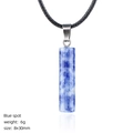 Minimalist 30mm blue spot natural crystal cylinder stone pendant with black woven cord necklace - Blue Spot Necklace