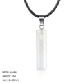 30mm white agate cylinder pendant necklace with black woven rope and silver metal clip - White Agate Necklace