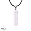 30mm natural rose quartz cylindrical pendant with black cord necklace and silver clasp - Rose Quartz Necklace