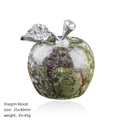30mm natural Dragon Blood Stone apple ornament with silver leaf and crystal inlay - Dragon Blood Stone Apple
