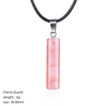 Cherry Quartz cylindrical pendant necklace with silver clasp and black braided cord - Cherry Quartz (Synthetic) Necklace