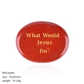 Pietra preoccupazione in diaspro rosso lucido con incisione What Would Jesus Do - Pietra da Palmo in Diaspro Rosso