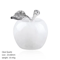 30mm Clear Quartz apple figurine with silver leaf and rhinestones home decor - Clear Quartz Apple