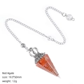 Pendolo in agata rossa con corona d'argento e catena per la meditazione yoga - Agata rossa